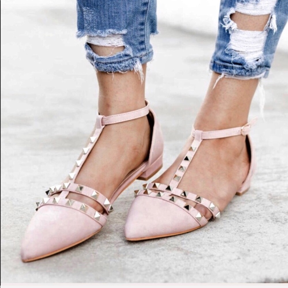 LAST ONE!! SZ 8!! Blush Chic T Studded Flats - Picture 2 of 3